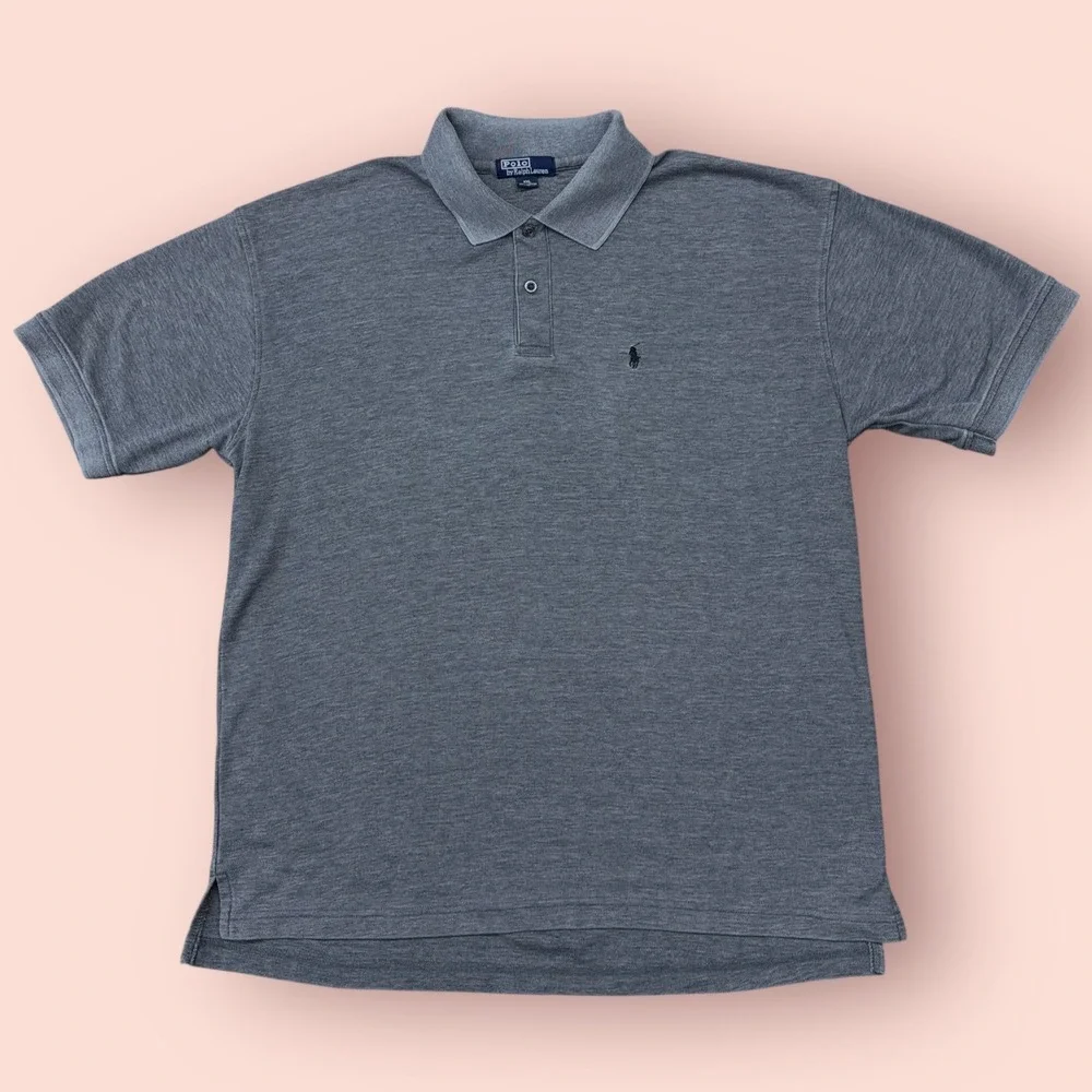Vintage Polo by Ralph Lauren XXL Heather Gray Made in USA 100% Cotton Polo Shirt